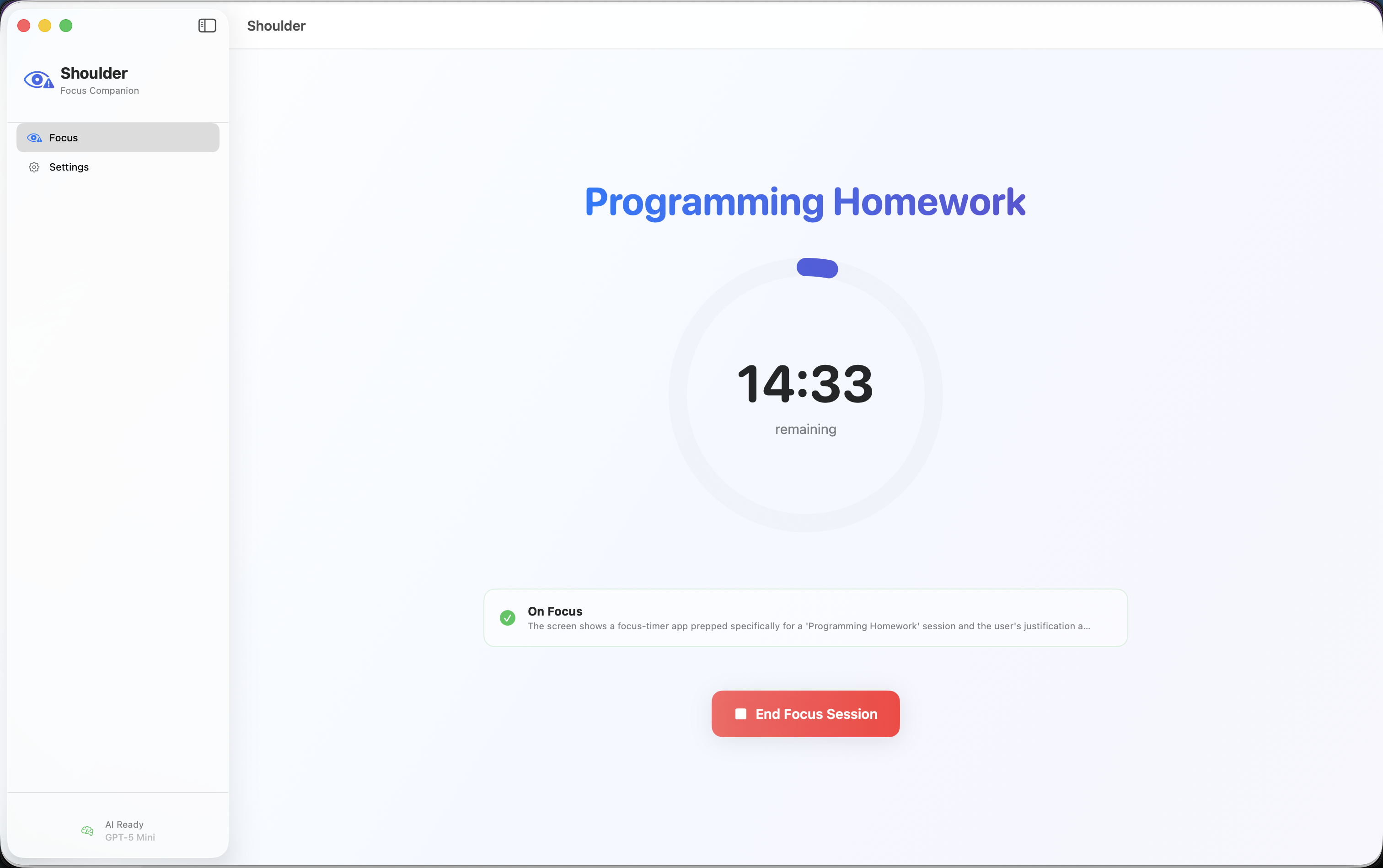 Shoulder focus screen