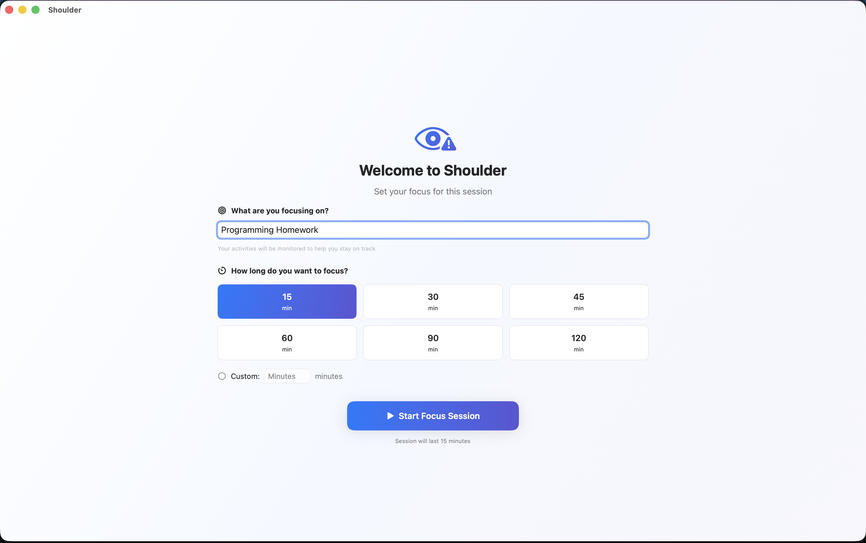 Shoulder home screen